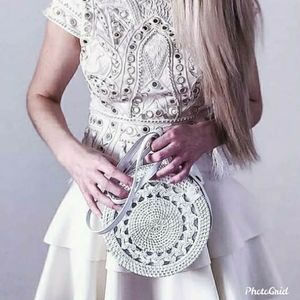 Hand-woven Rattan Circle Crossbody Purse